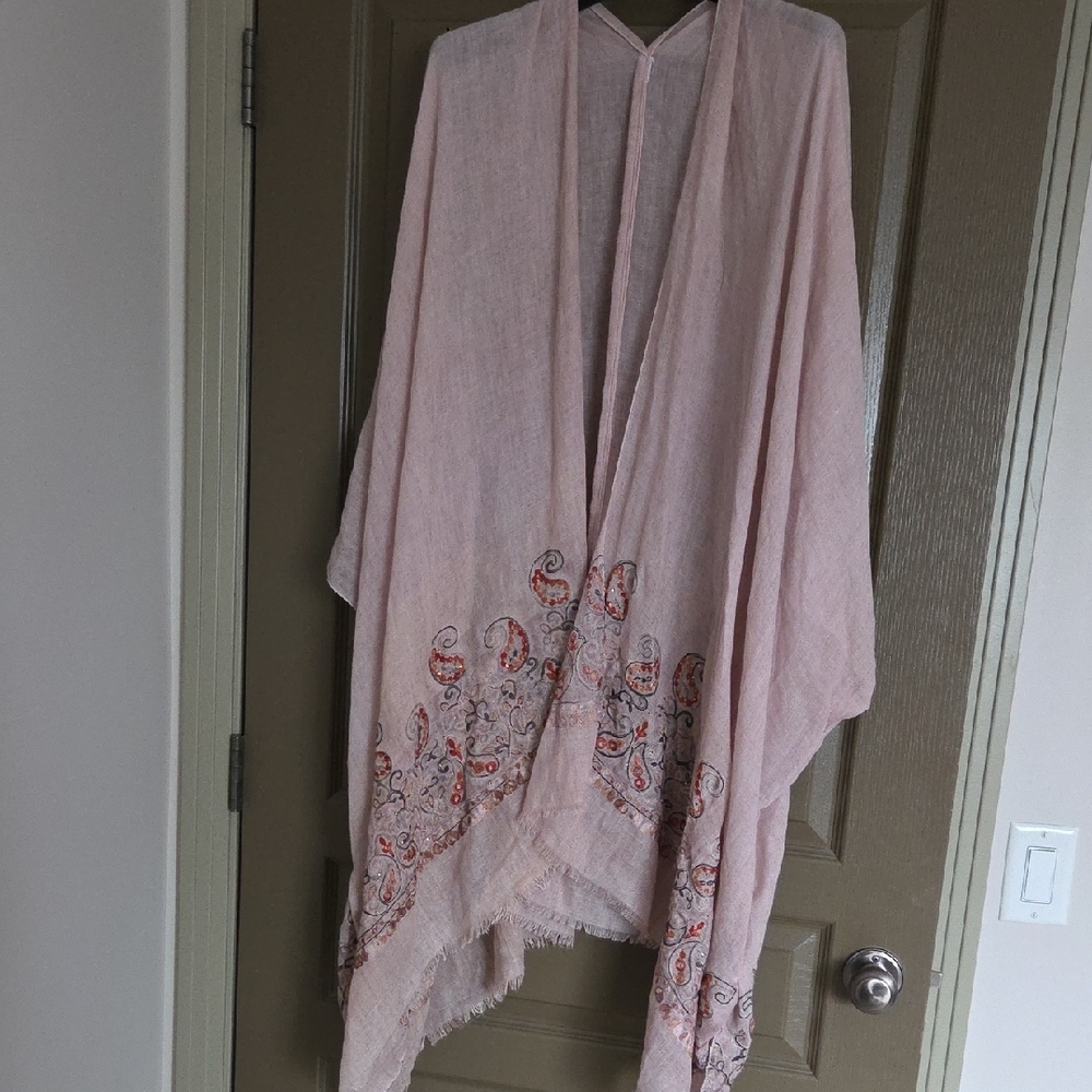 Pink Embroidered Kimono